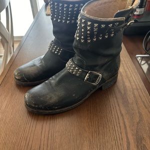 Frye Black Studded Heeled Boots